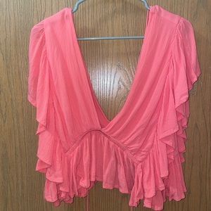 Missguided | size 12 flutter sleeve top coral